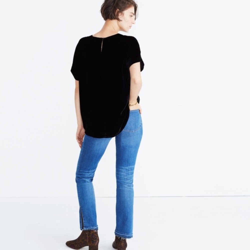 Madewell Black Velvet Top with Tulip Hem
